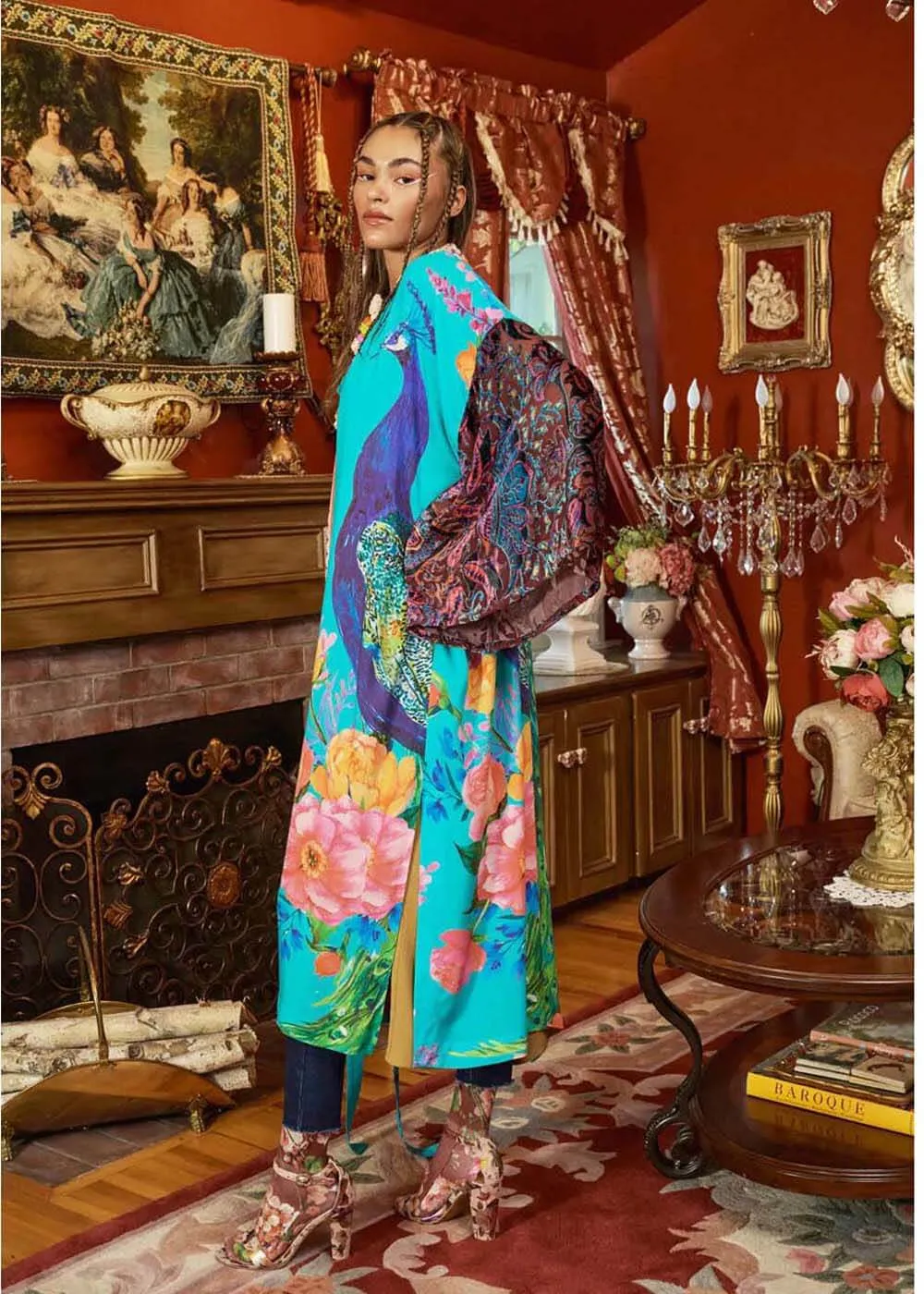 Aratta Peacock Kimono Aqua Blue