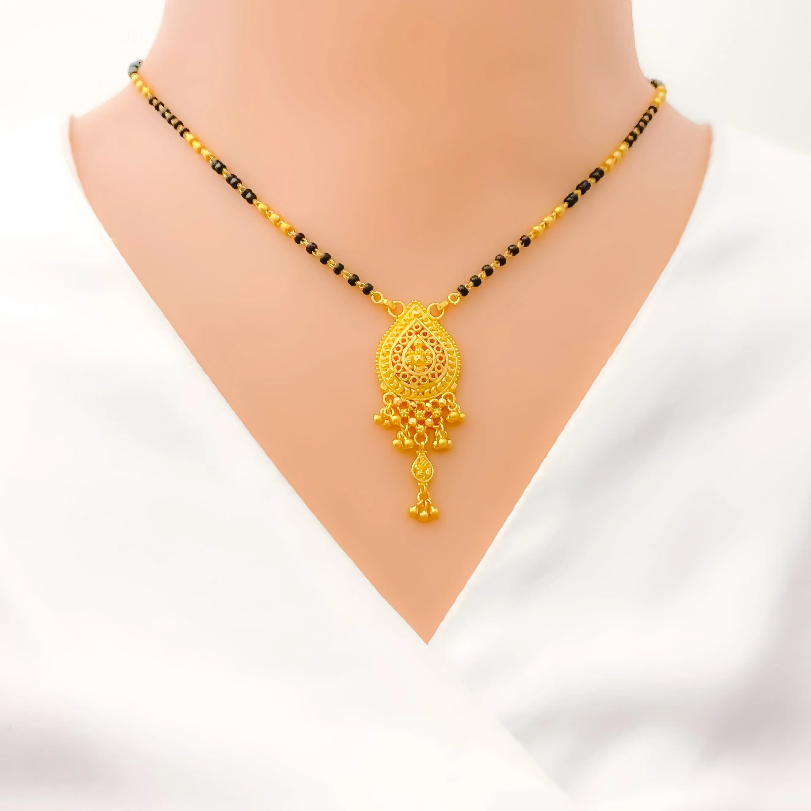 Attractive Teardrop Mangal Sutra w/ Tassels