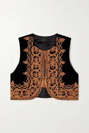 Audette Embroidered Vest Black/Gold