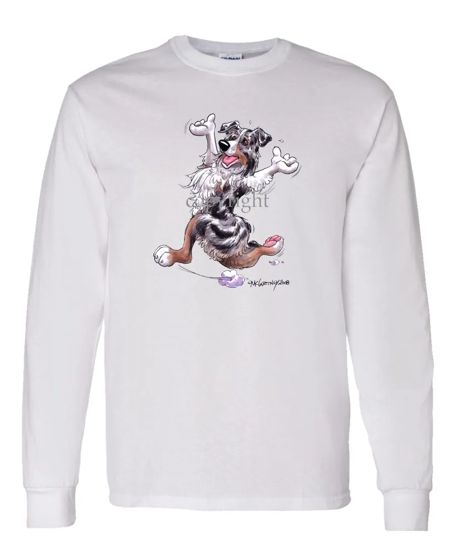 Australian Shepherd  Blue Merle - Happy Dog - Long Sleeve T-Shirt