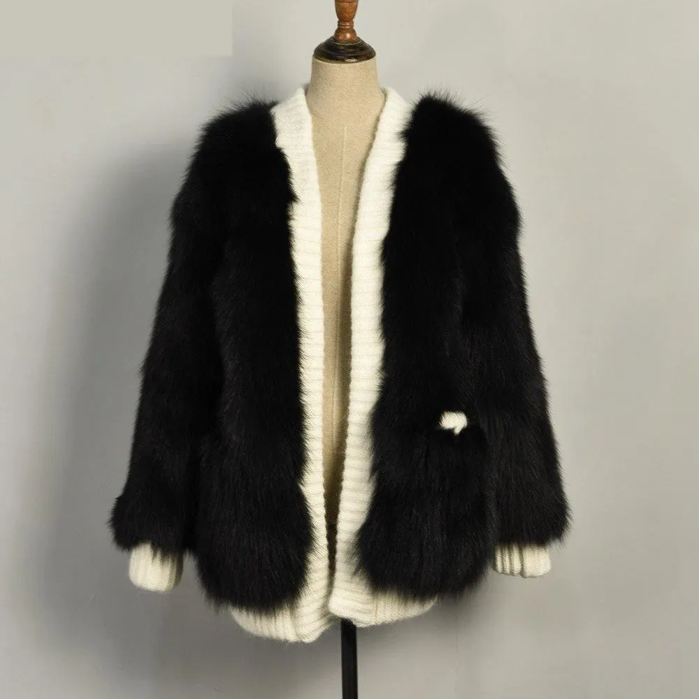 Autumn Winter Warm Style Women's Solid Real Fox Fur Coats & Jackets