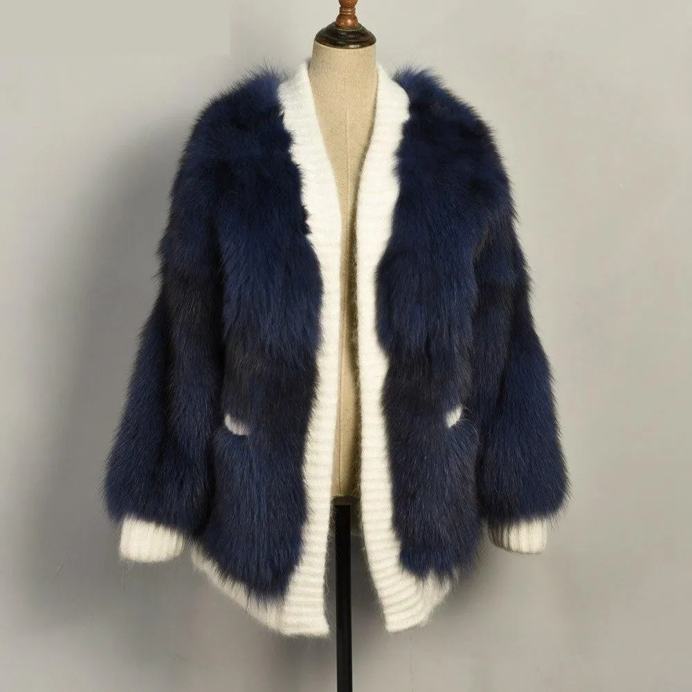 Autumn Winter Warm Style Women's Solid Real Fox Fur Coats & Jackets