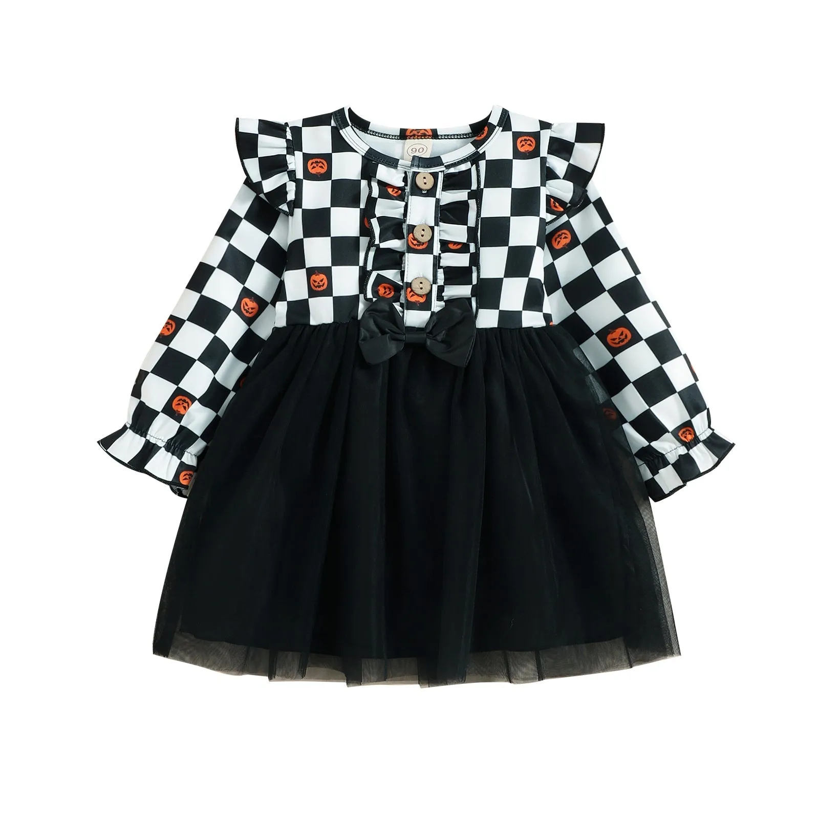 Baby Lattice Pumpkin Mesh Dress