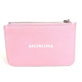 BALENCIAGA Coin case 637130 leather pink logo fragment case Women Used Authentic