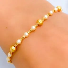 Beautiful Lightweight 22k Gold Pearl Bracelet