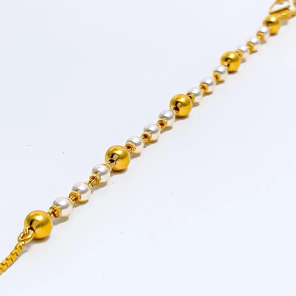 Beautiful Lightweight 22k Gold Pearl Bracelet