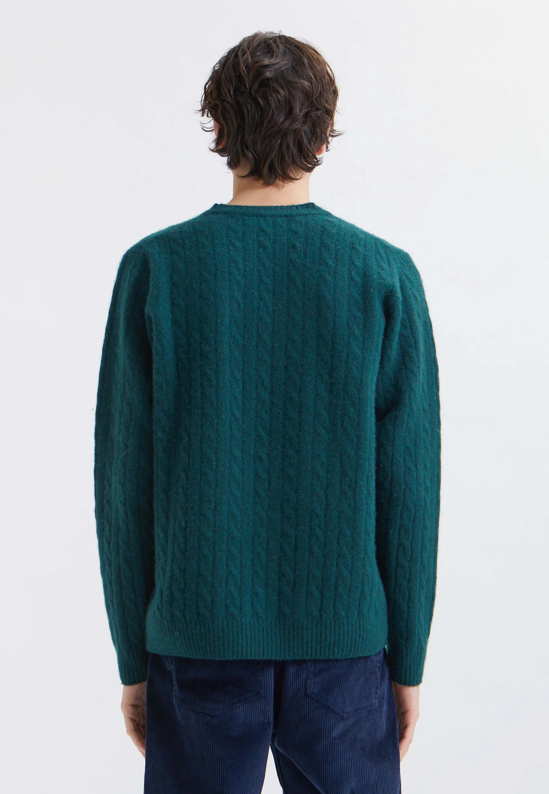 Beckett Lambswool Cable Jumper - dark emerald