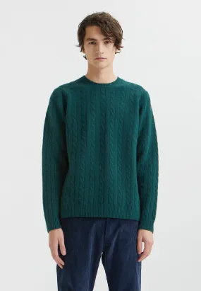 Beckett Lambswool Cable Jumper - dark emerald