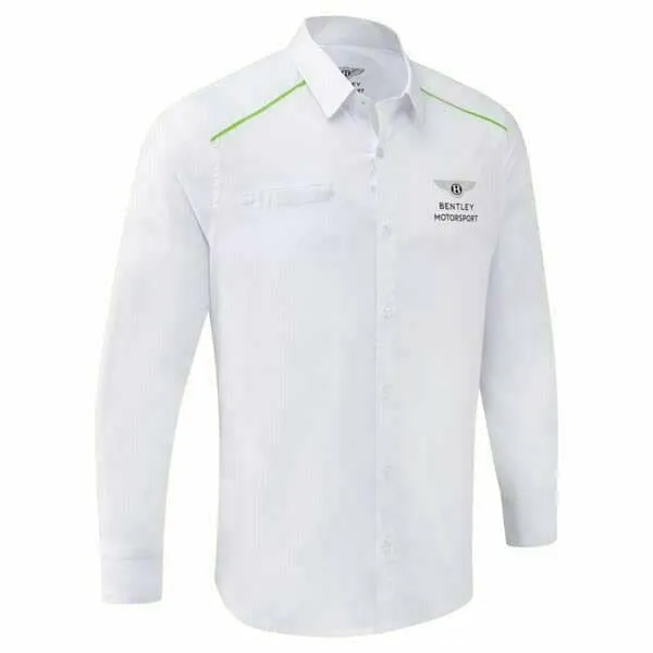 Bentley Motorsports Men's Team Long Sleeve Button Up Shirt - White