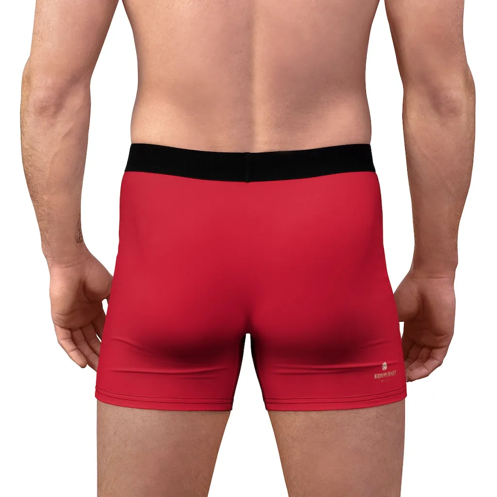 Berry Red Men's Boxer Briefs, Solid Color Basic Modern Best Simple Sexy Underwear For Men