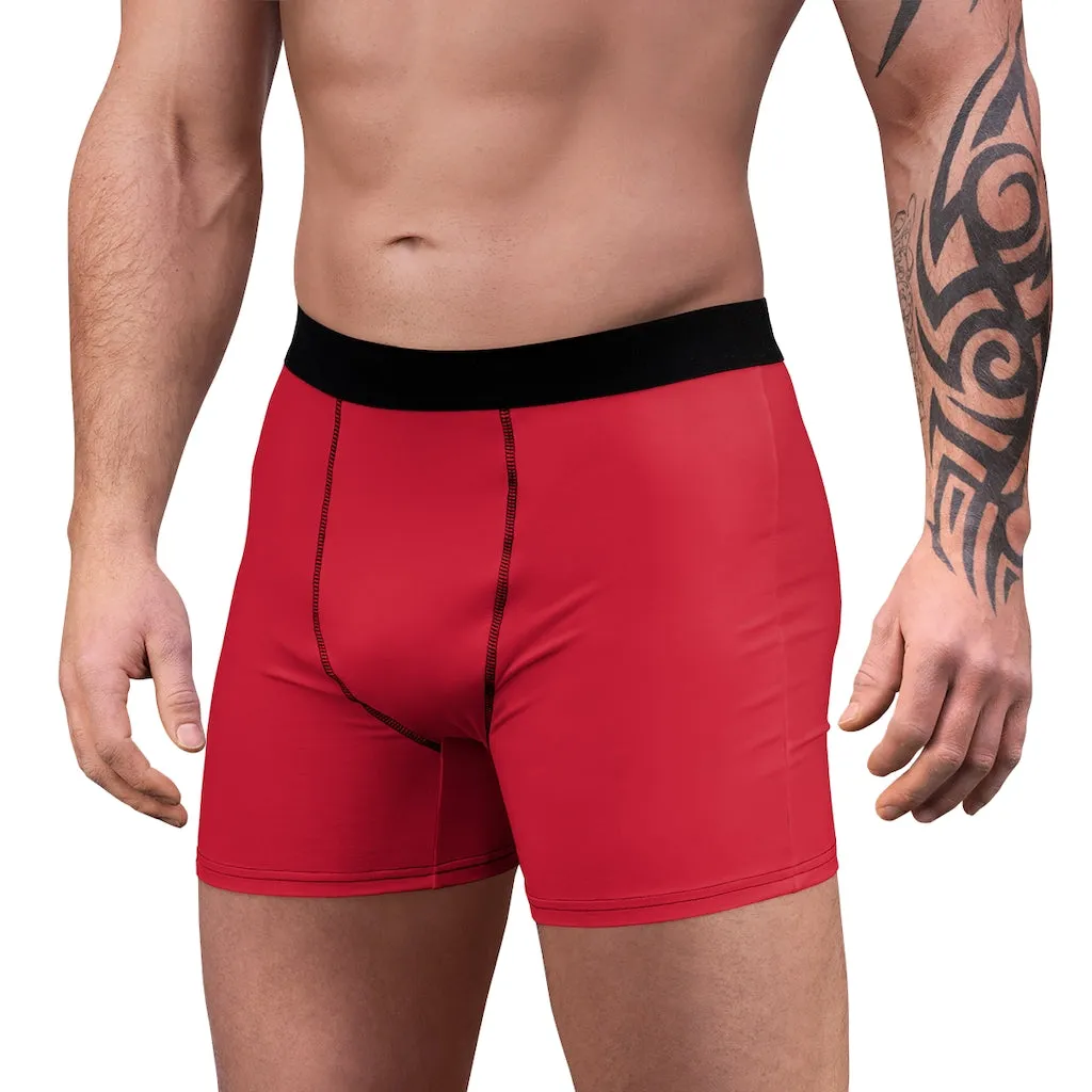 Berry Red Men's Boxer Briefs, Solid Color Basic Modern Best Simple Sexy Underwear For Men