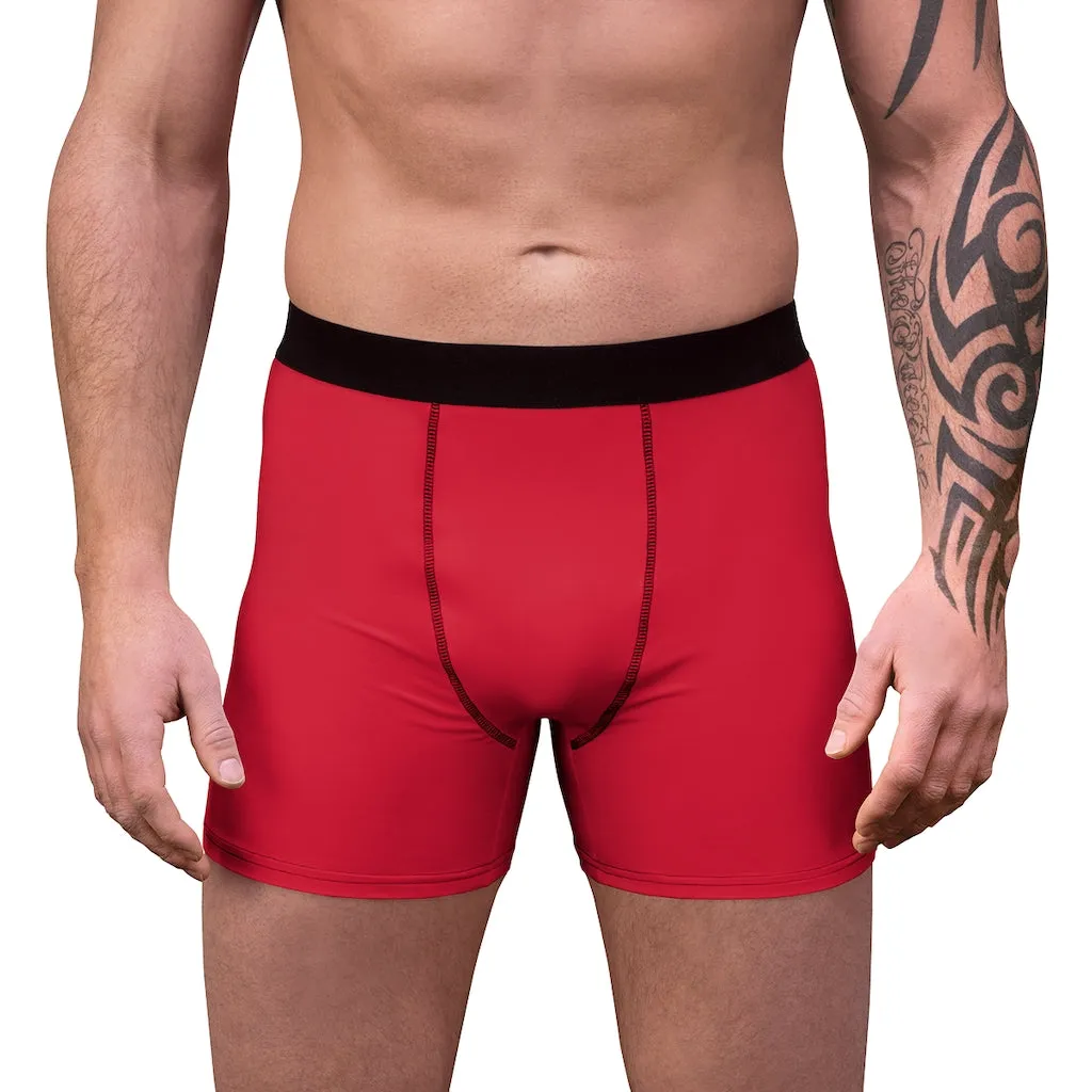 Berry Red Men's Boxer Briefs, Solid Color Basic Modern Best Simple Sexy Underwear For Men