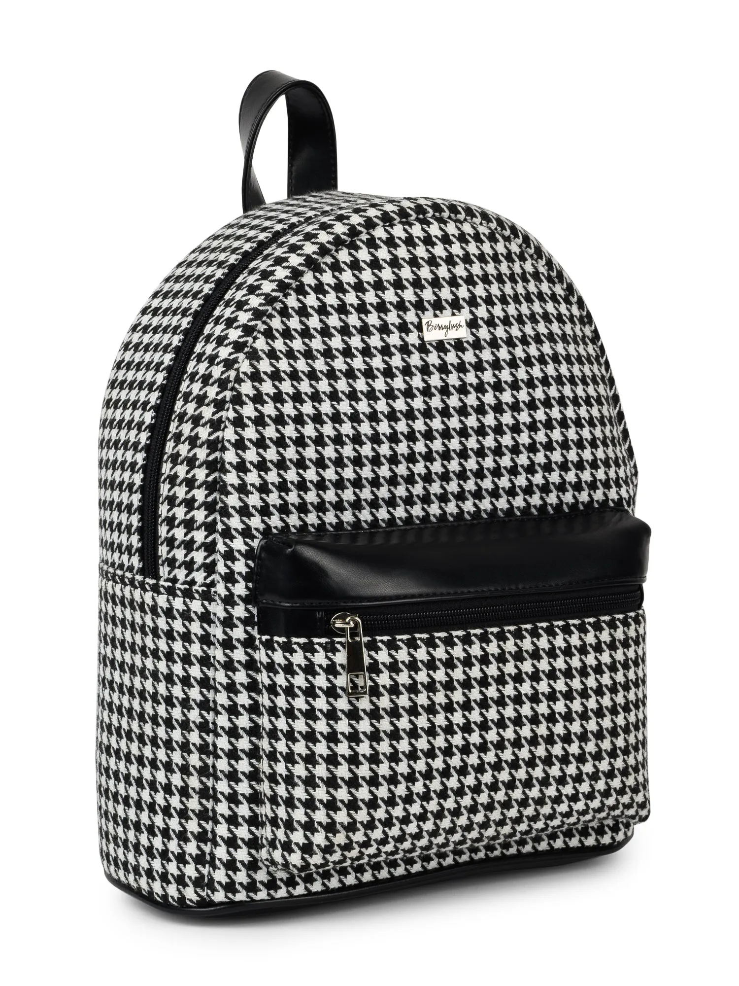 Berrylush Women Black Checkered Casual Backpack