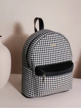 Berrylush Women Black Checkered Casual Backpack