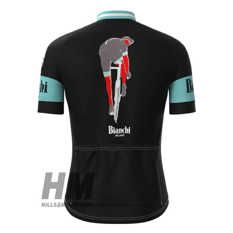 Bianchi Milano Retro Jersey Short Sleeve Black