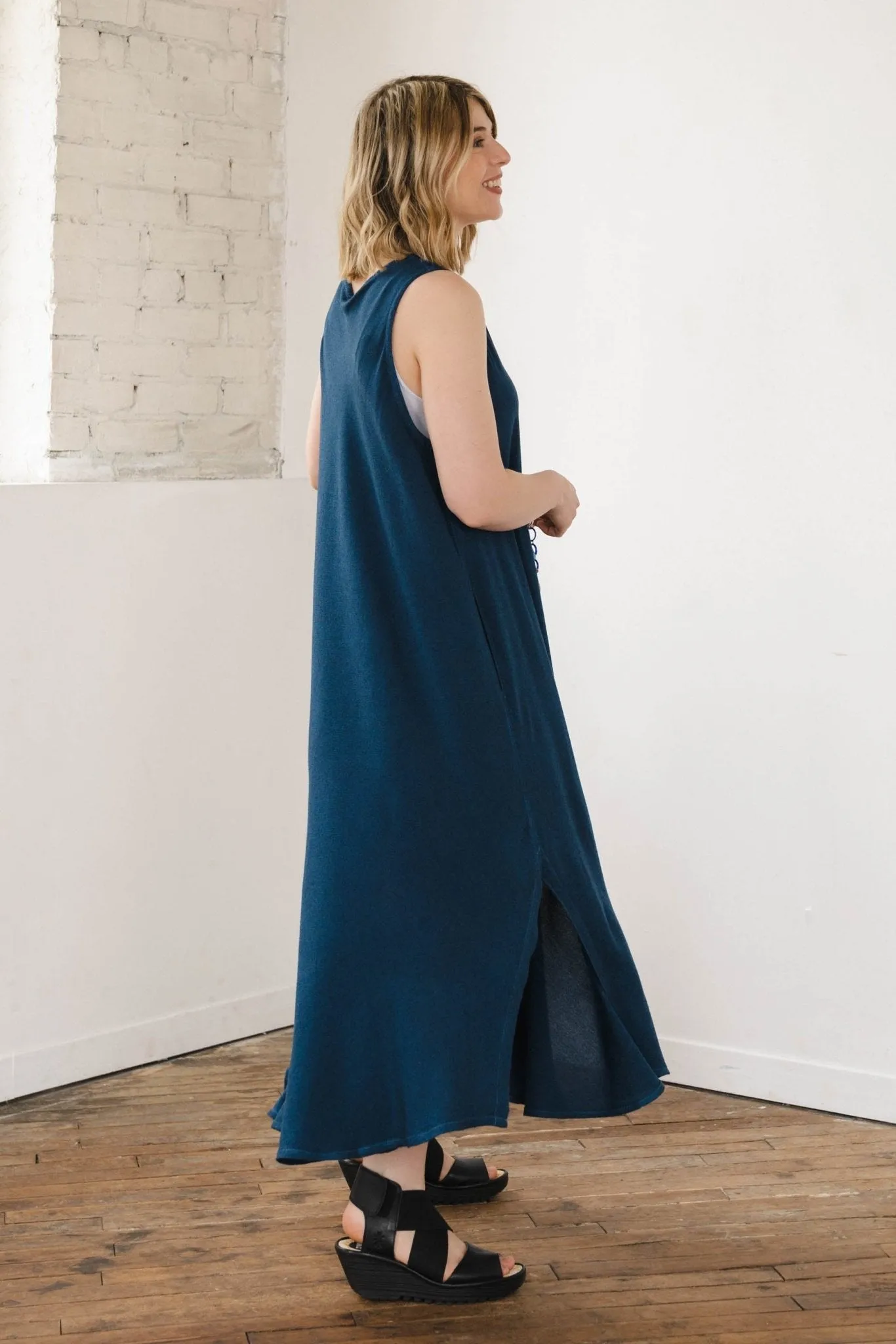 Bias Cut Dress - Midnight Blue