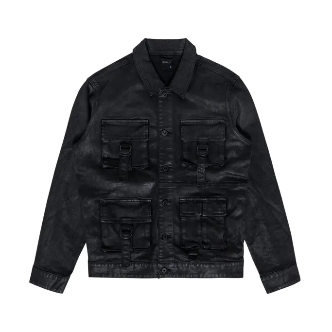 Big and Tall Overspray Utility Jean Jacket - Polished Black