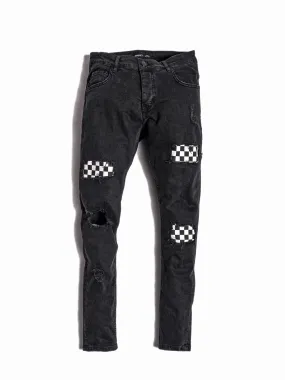 Black Chequered Jeans