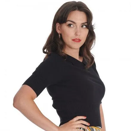 Black Half Sleeve Stretch Top Jumper