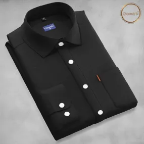 Black Stylish Mens Full Slevees Solid Formal Shirt