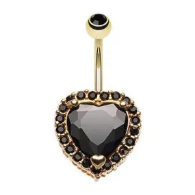 Black Titanic Heart Belly Button Ring