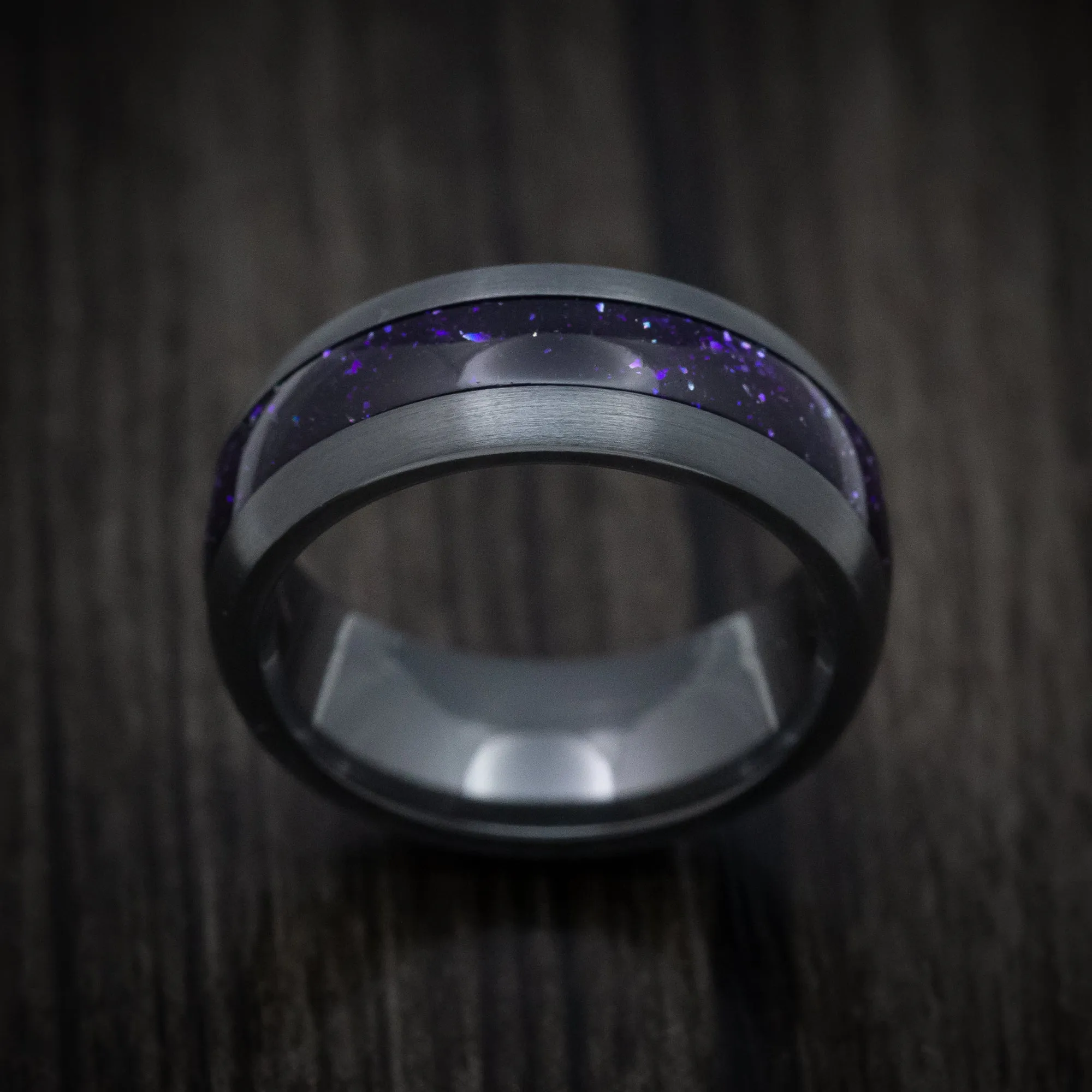 Black Zirconium and DiamondCast Inlay Men's Ring Custom Made