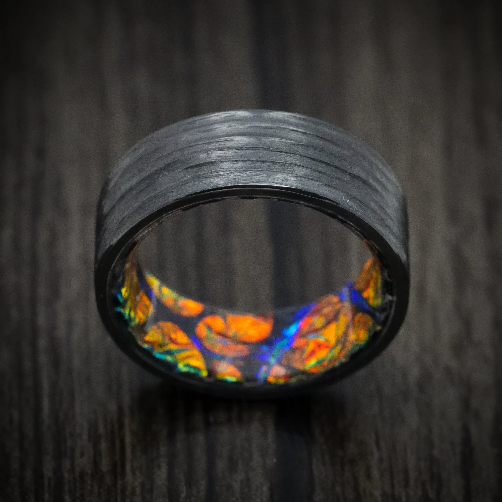 Black Zirconium and Dichrolam Sleeve Men's Ring Custom Made Band