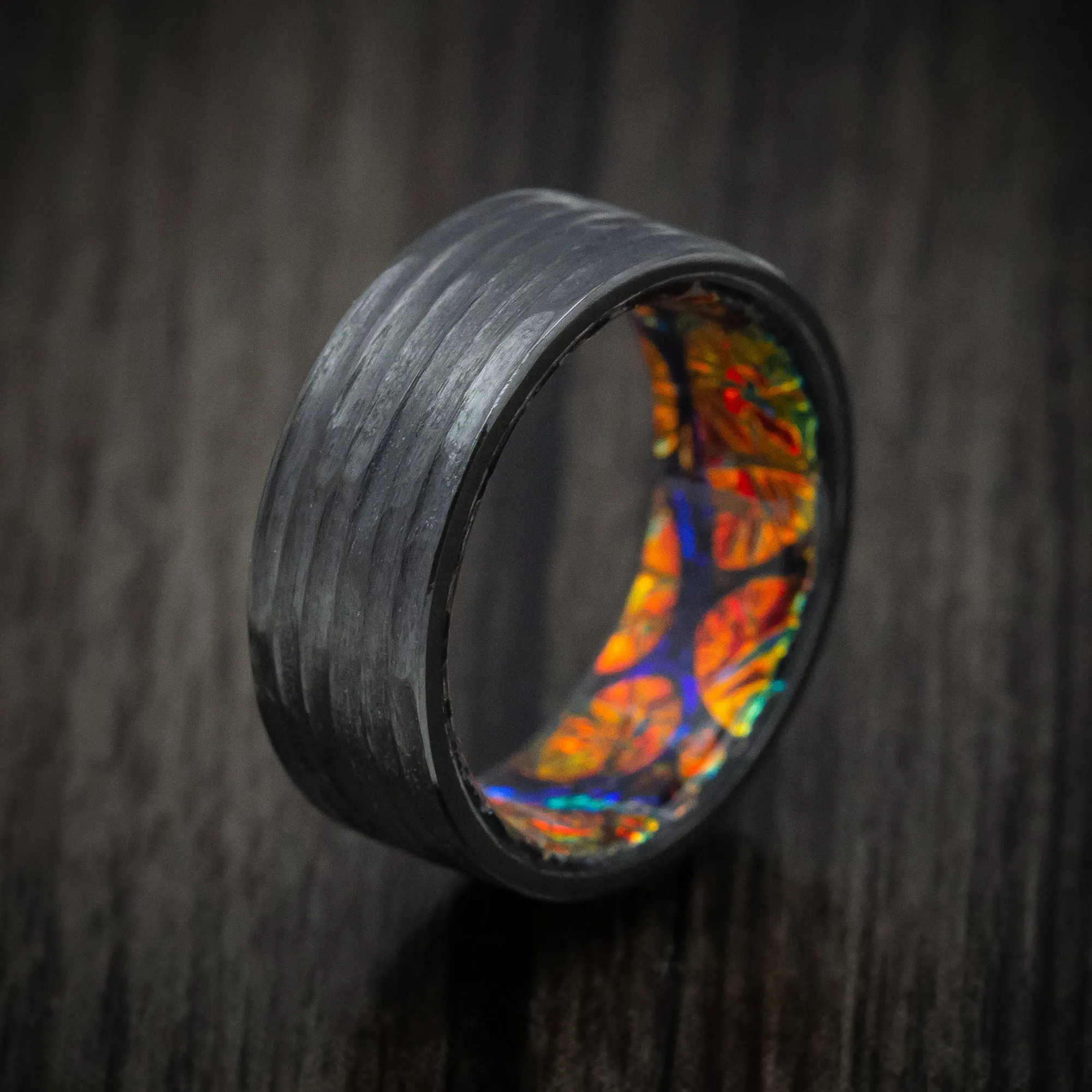 Black Zirconium and Dichrolam Sleeve Men's Ring Custom Made Band