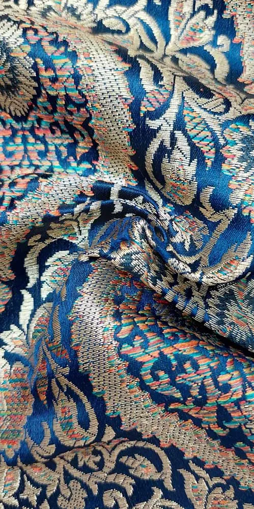 Blue Banarasi Silk Fabric ( 1 Mtr )