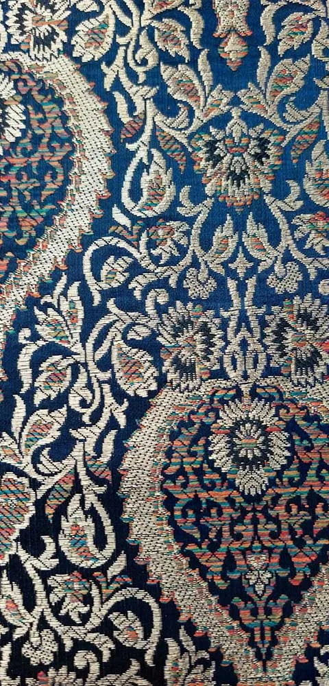 Blue Banarasi Silk Fabric ( 1 Mtr )