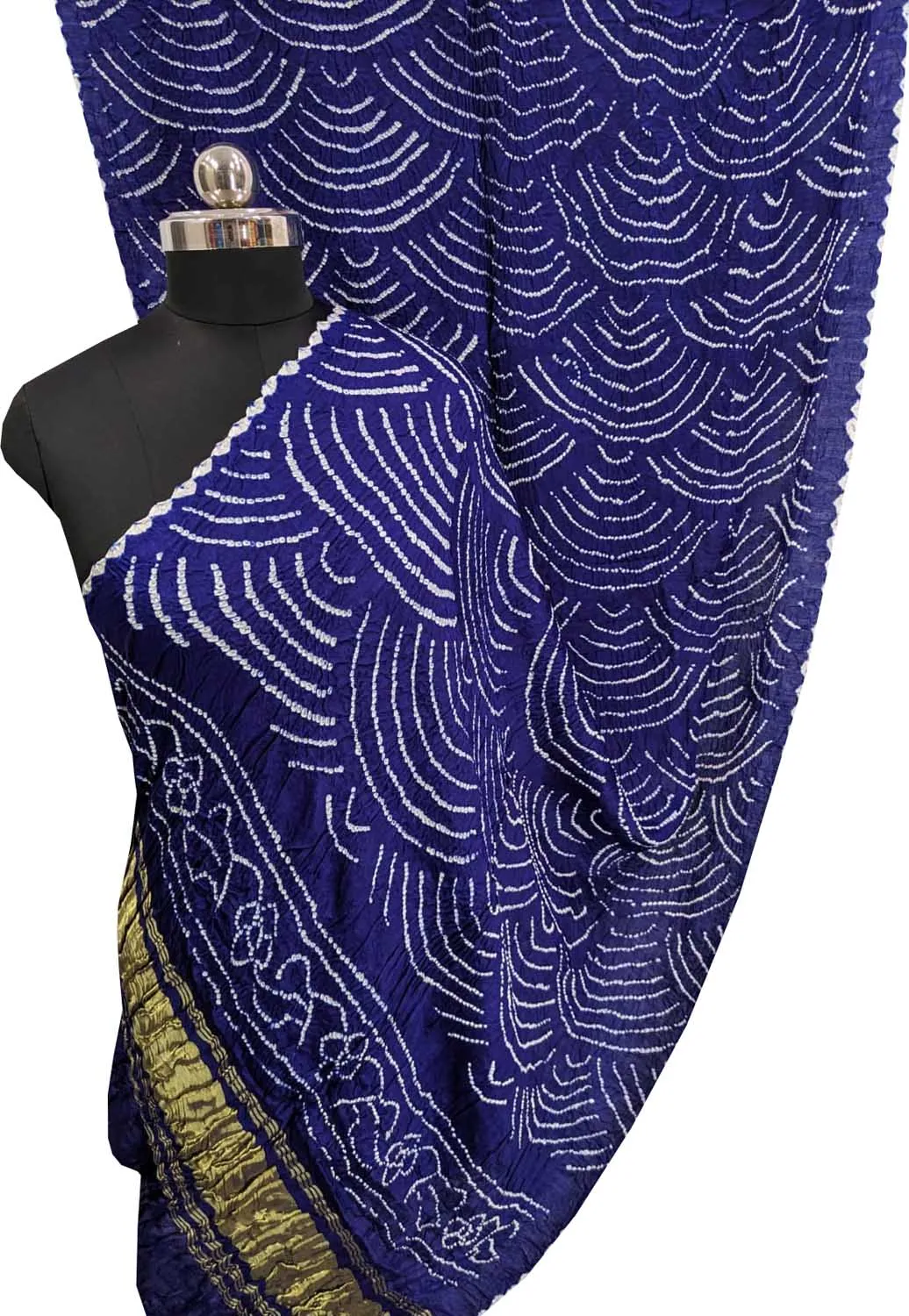 Blue Bandhani Gajji Silk Dupatta - Pure Elegance