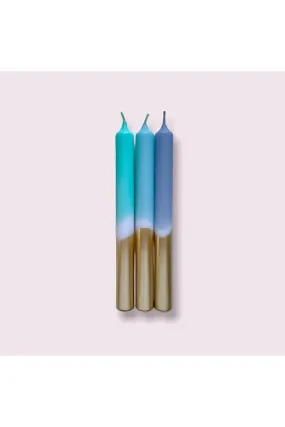 Blue November Rain Dip Dye Bling-Bling Candle Sticks