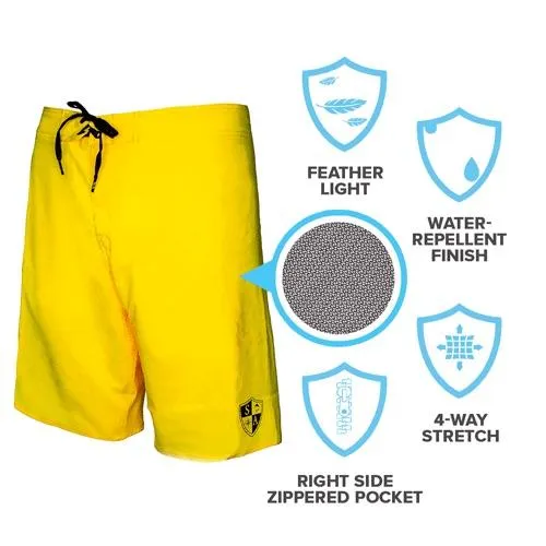 Board Shorts | Solid Neon Yellow | Black SA Shield