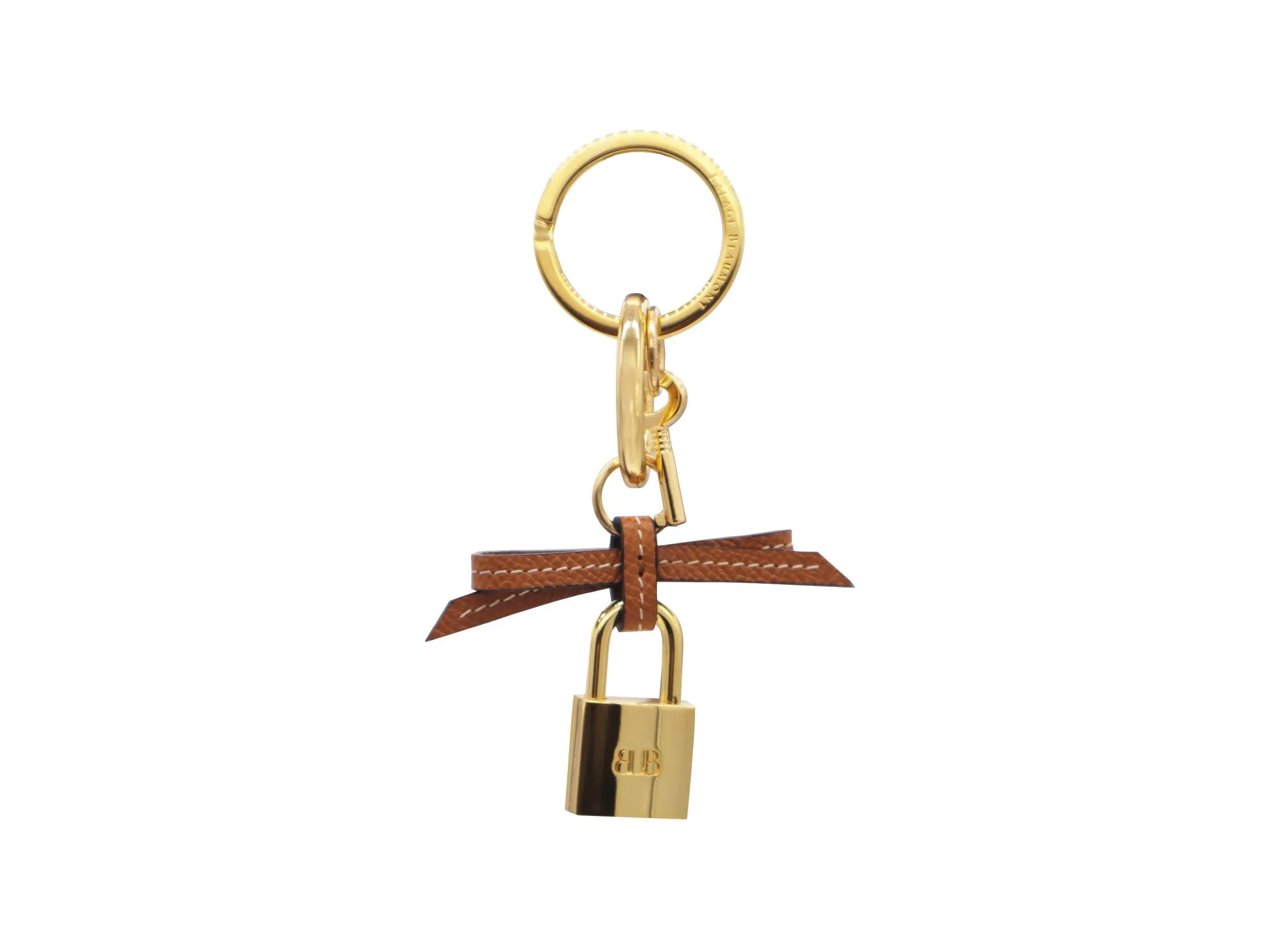 Bow and Padlock Keyring/Bag Charm - Dolomite Pebble Print - Tan