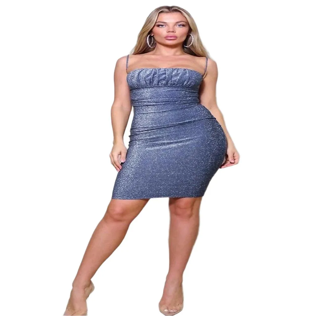 Britt Spaghetti Mini Dress-Blue