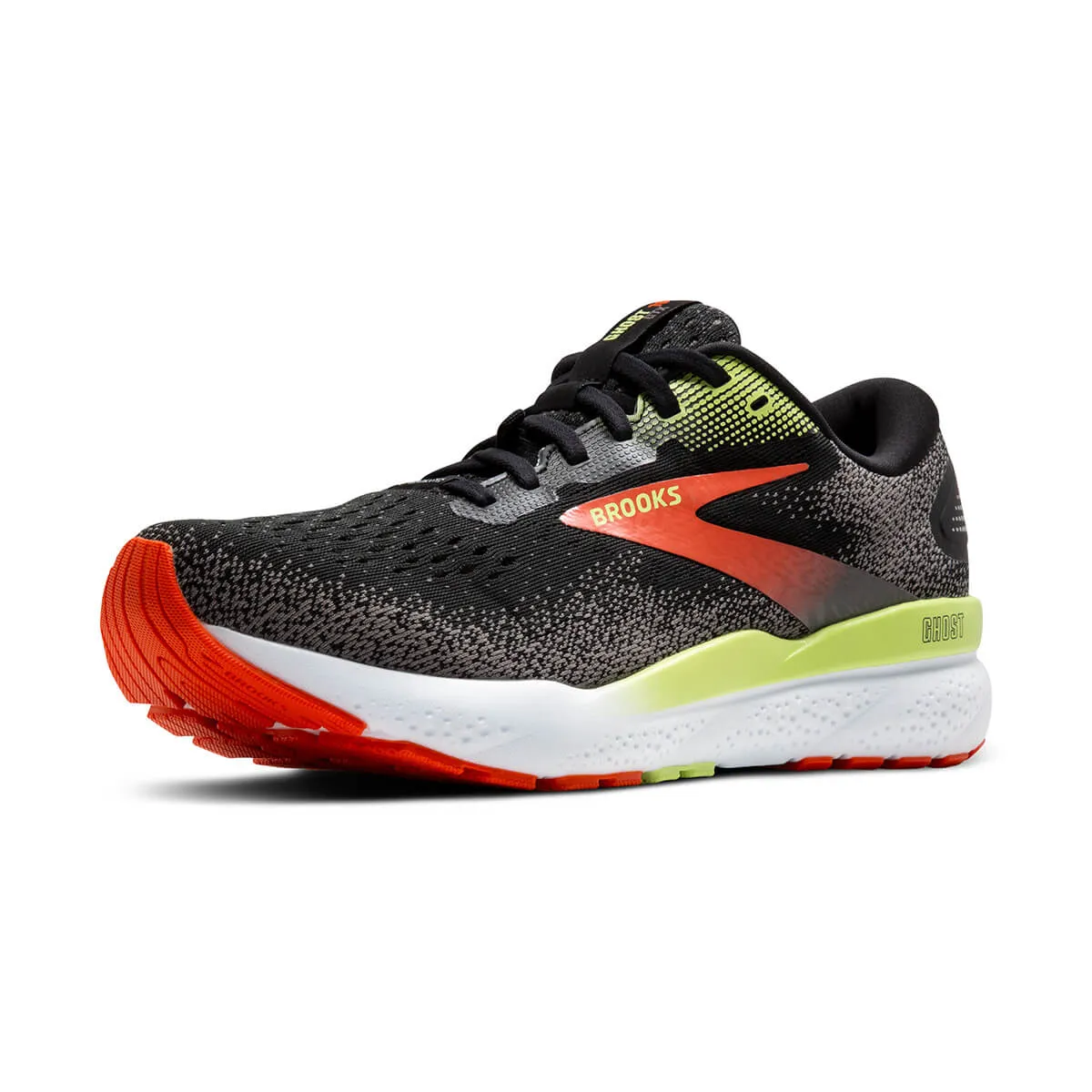 Brooks Ghost 16 GTX Mens | Black/mandarin Red/green