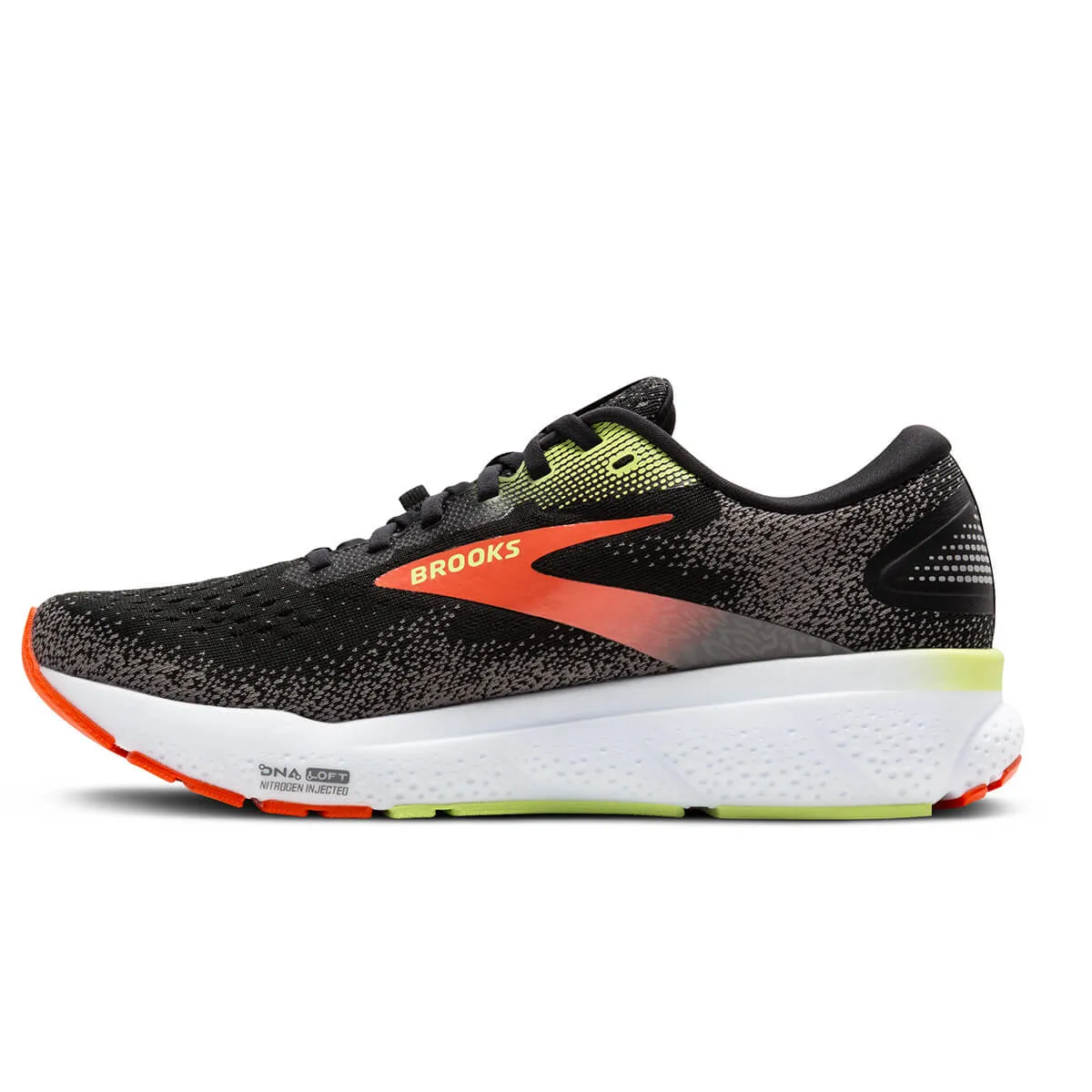 Brooks Ghost 16 GTX Mens | Black/mandarin Red/green