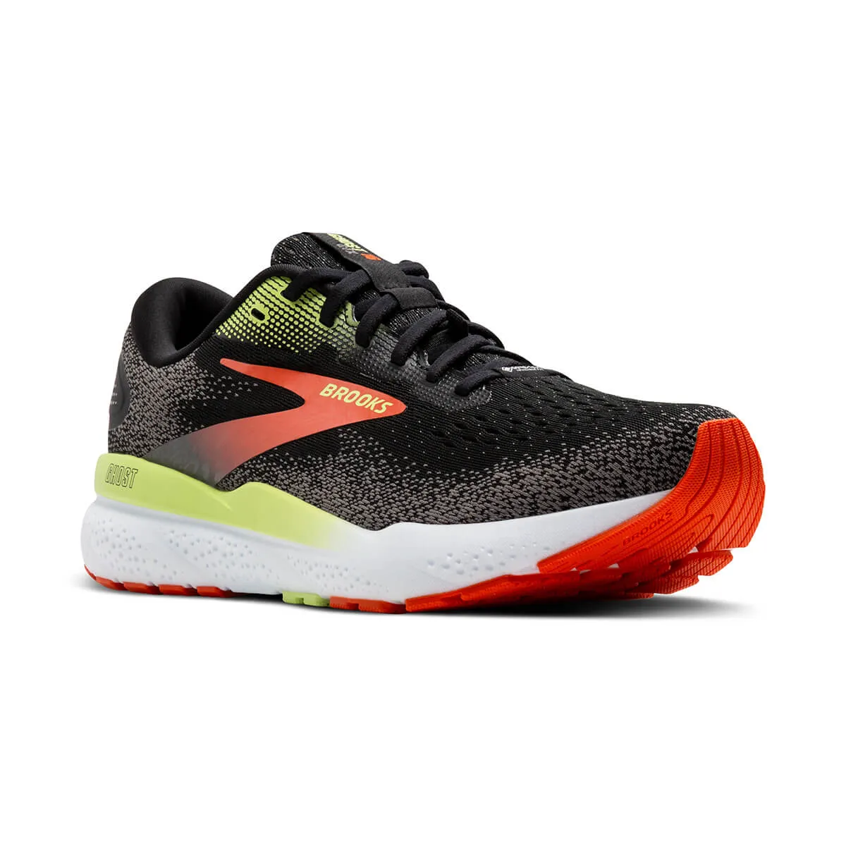 Brooks Ghost 16 GTX Mens | Black/mandarin Red/green