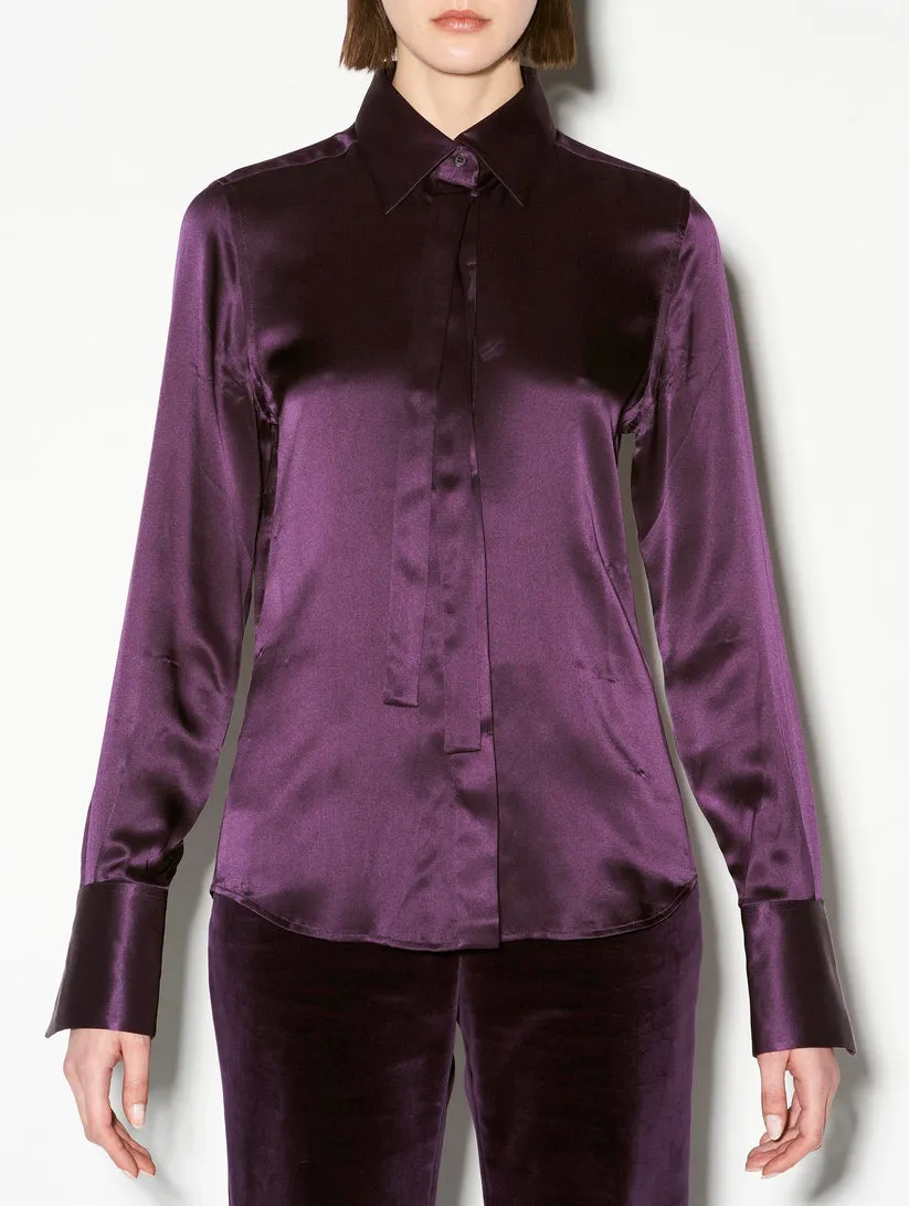 C1402HCA Silk satin pussy bow blouse