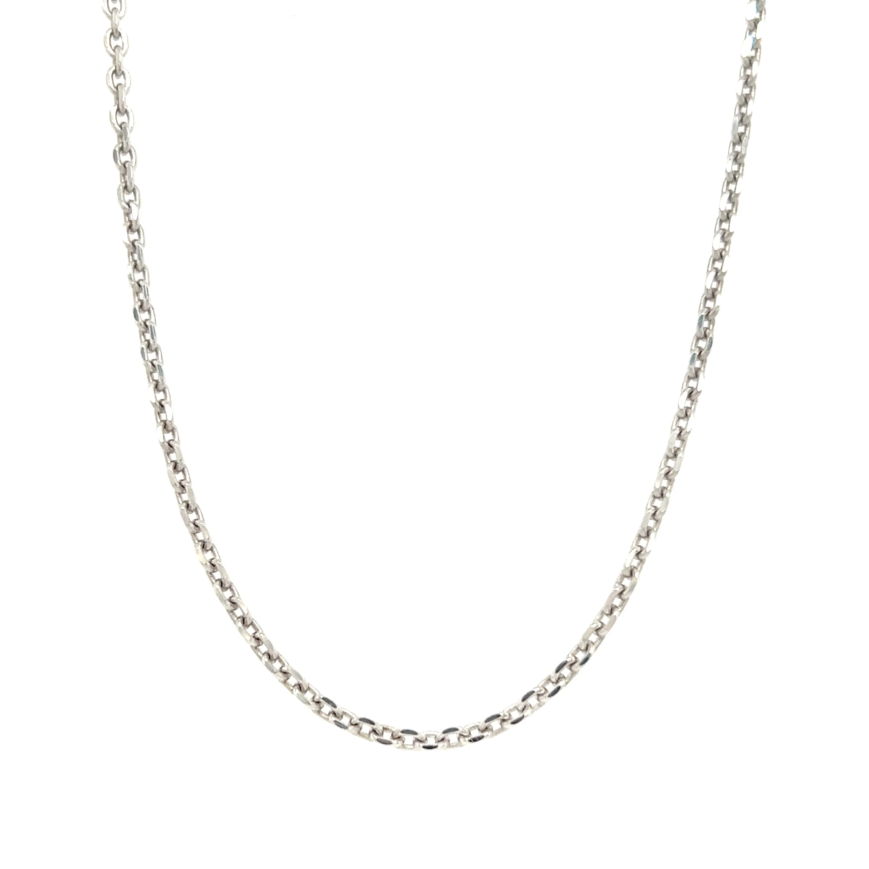 Cable Chain 2.1mm with 16in Length in 14K White Gold