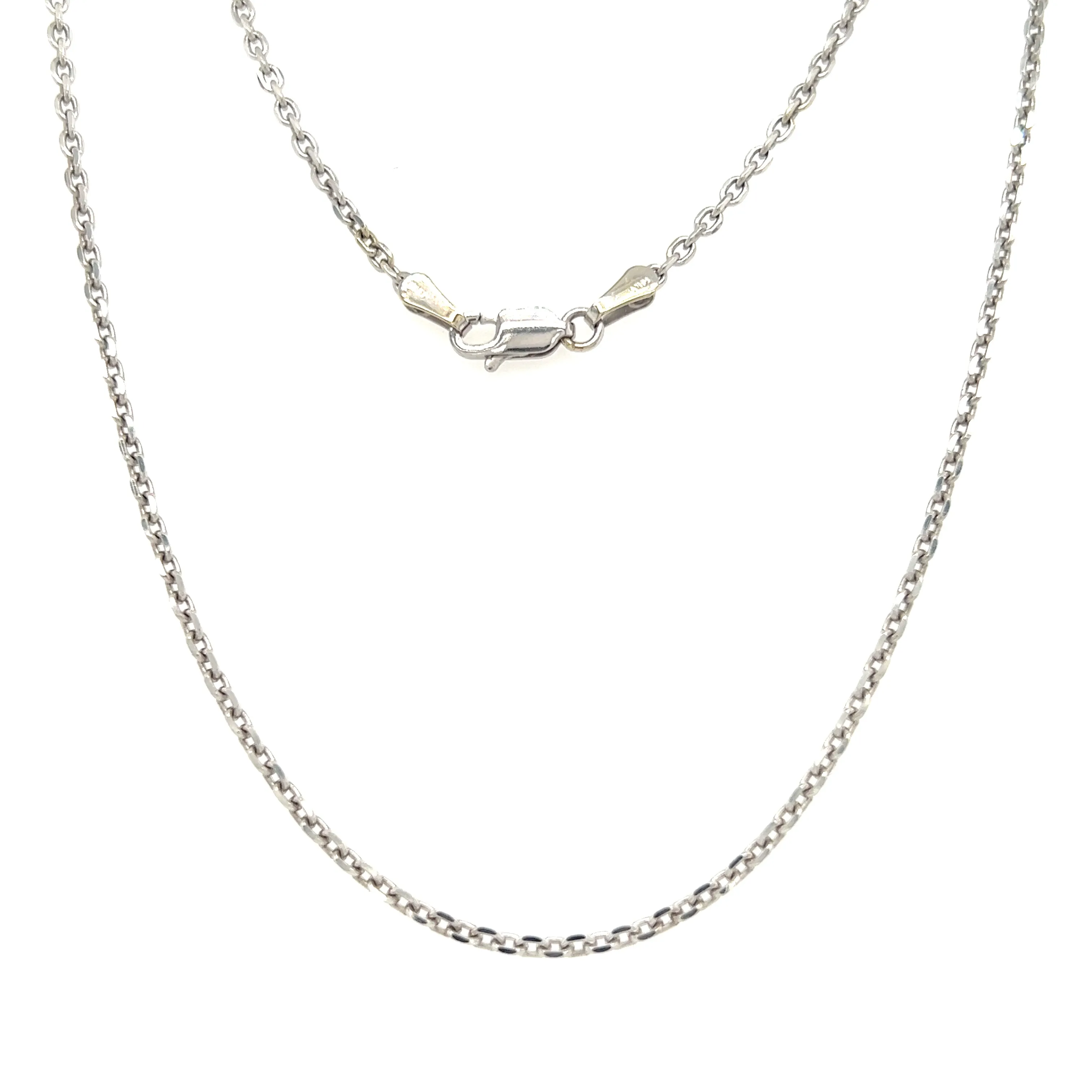 Cable Chain 2.1mm with 16in Length in 14K White Gold