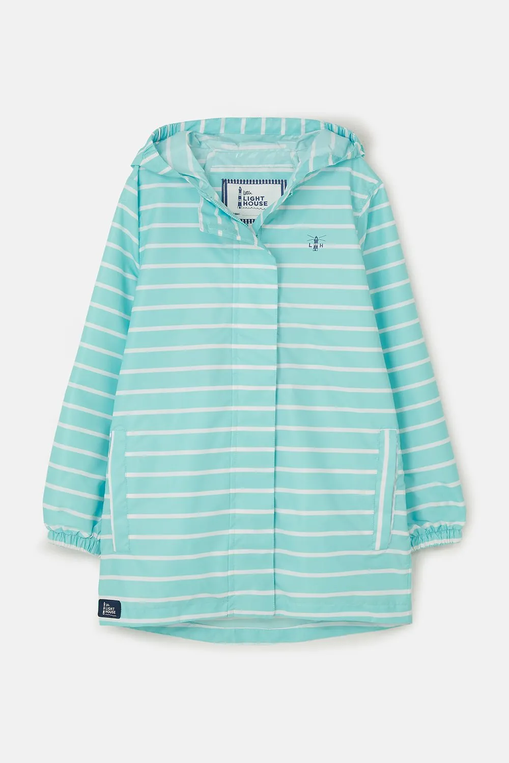 Cara Kids Rain Parka - Soft Turquoise Stripe