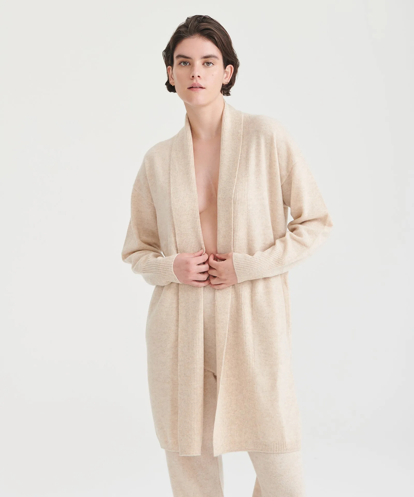 Cashmere Duster Cardigan with Side Slits