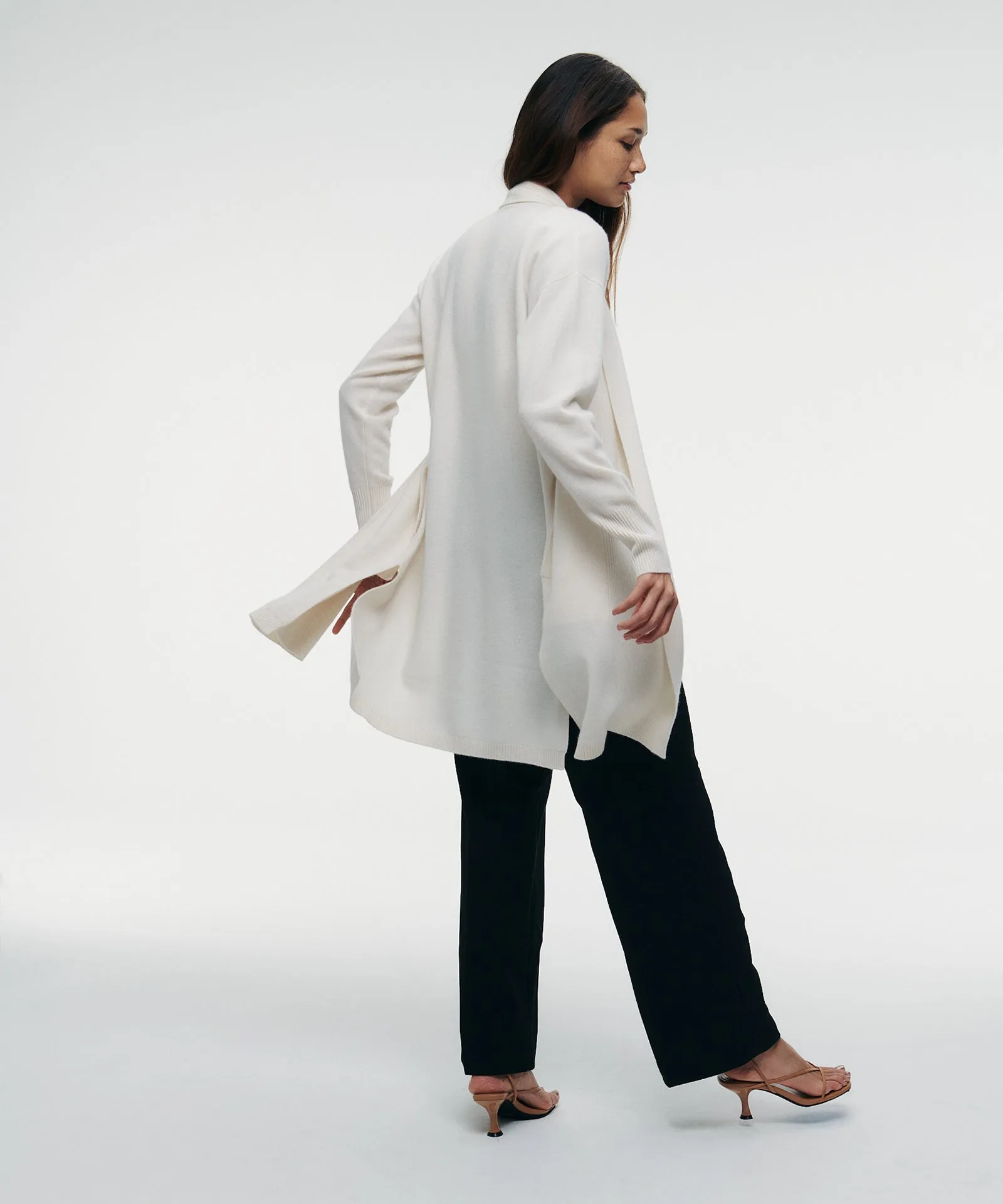 Cashmere Duster Cardigan with Side Slits