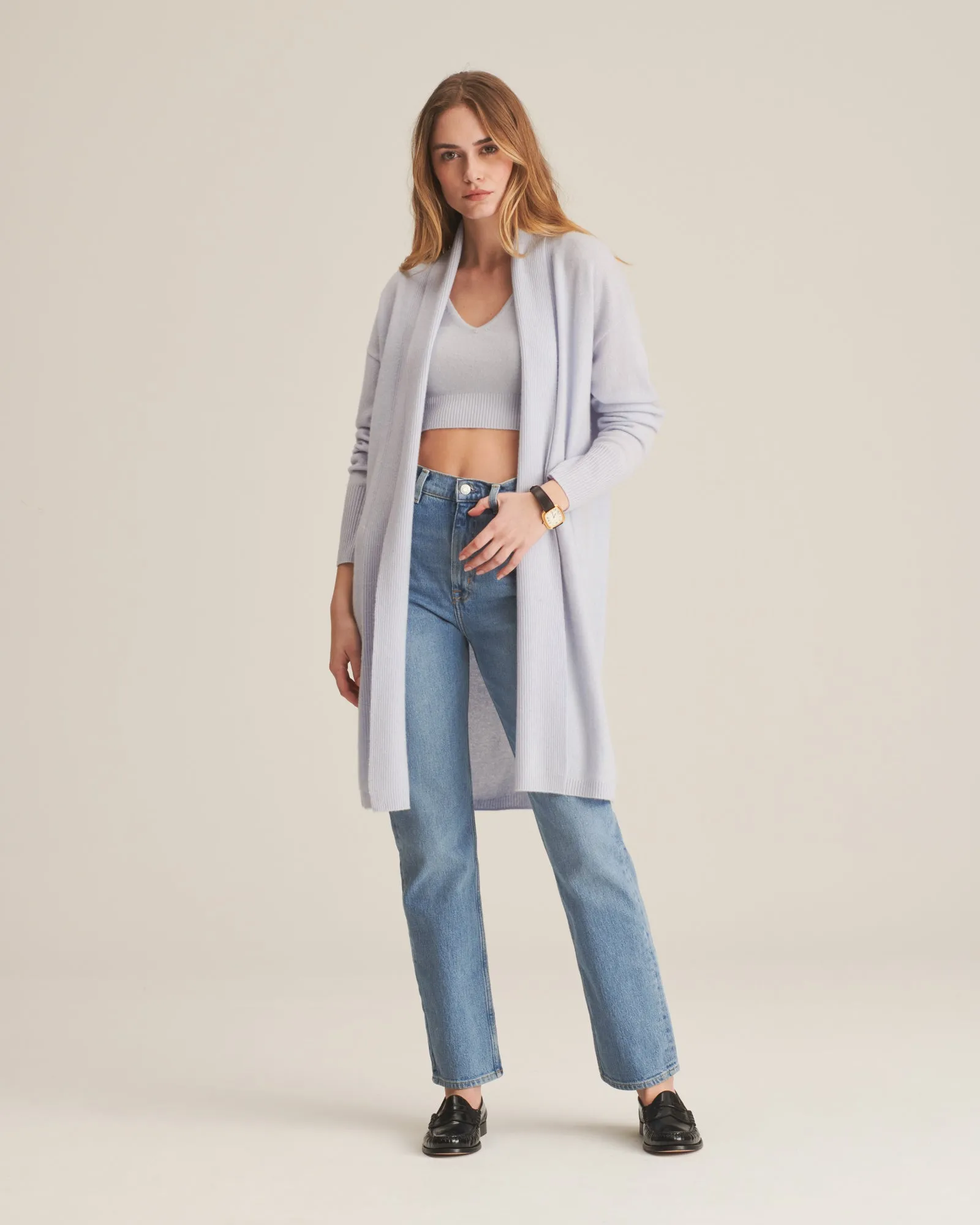 Cashmere Duster Cardigan with Side Slits