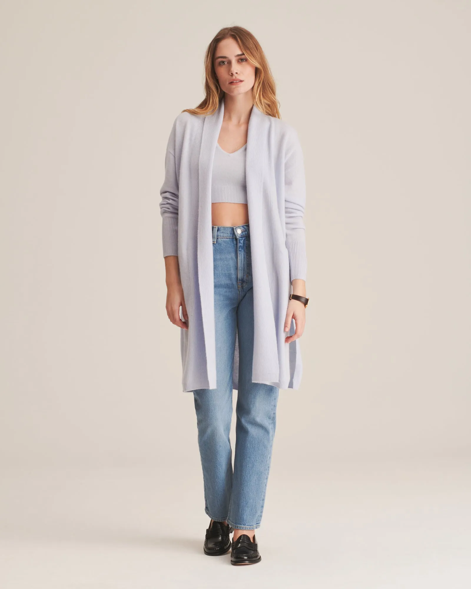 Cashmere Duster Cardigan with Side Slits