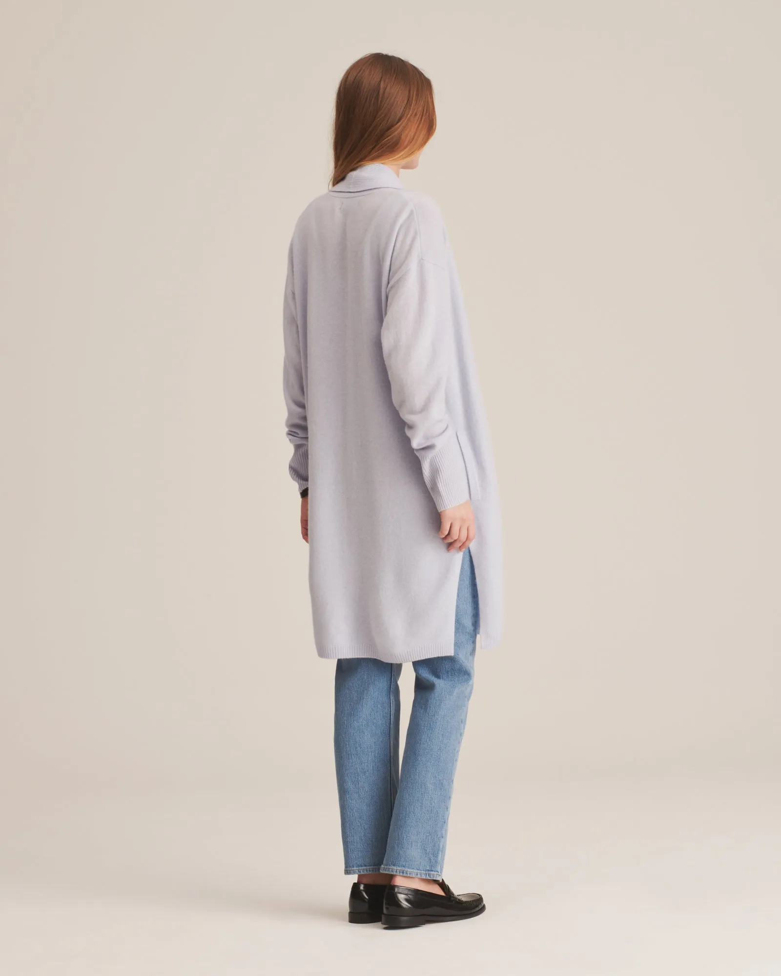 Cashmere Duster Cardigan with Side Slits