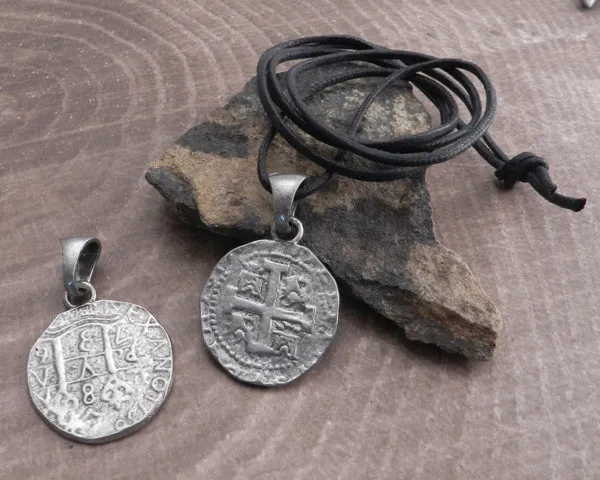 Celtic Coin Pendant on Black Cord