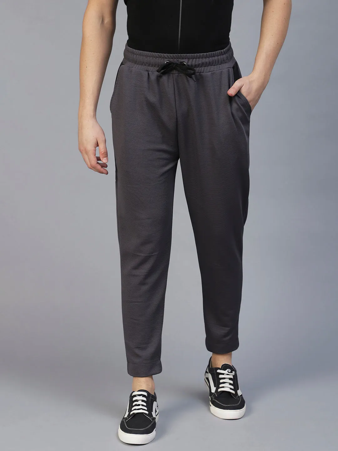 Charcoal Colourblock Poly Corduroy Jogger