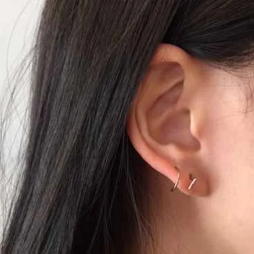 Check Twirl Earring, Rose Gold